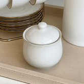Açucareiro Royal Porcelana Branco e Borda Dourada 300ml - Ela Decora